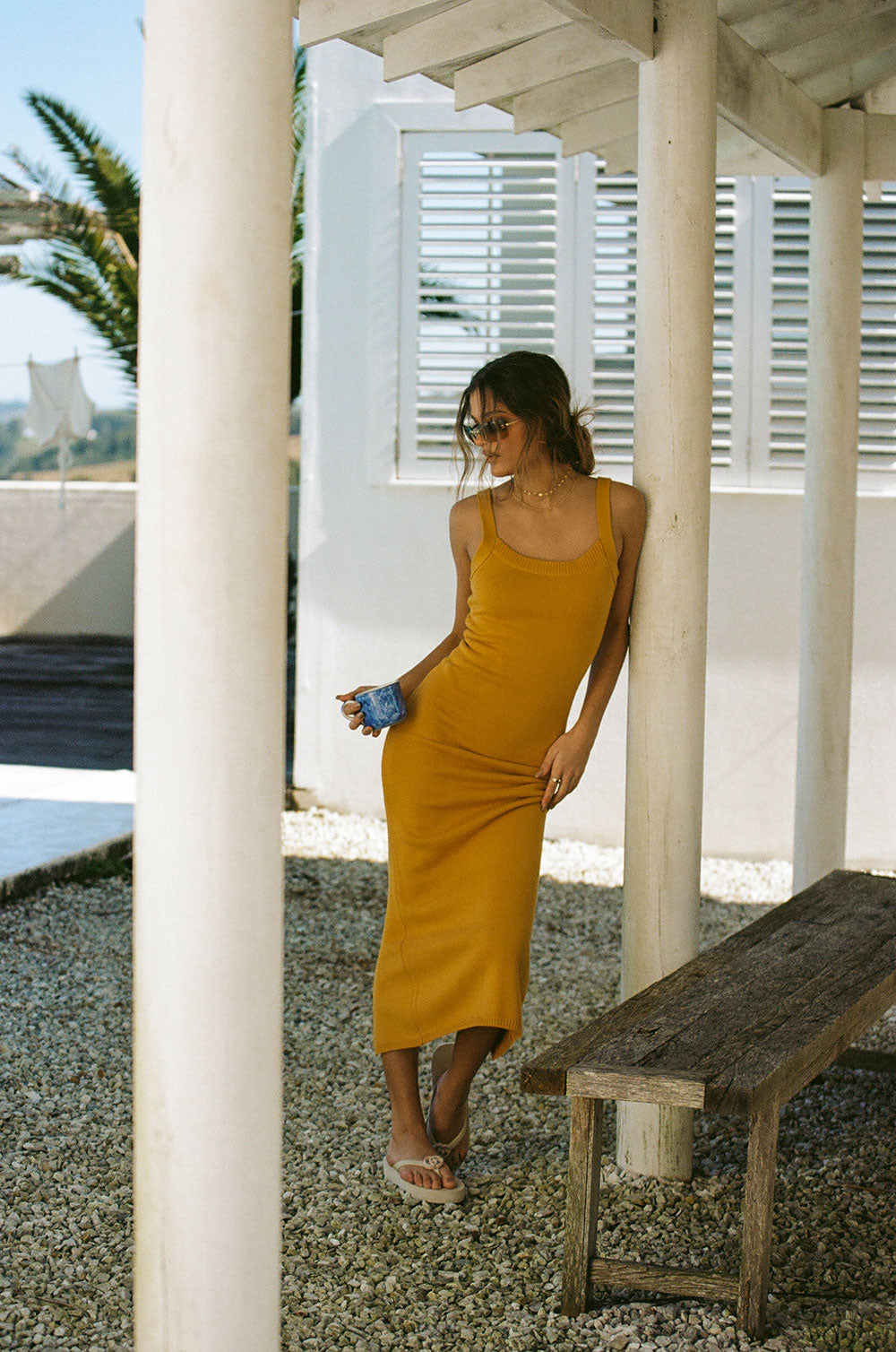 Sabo's Exclusive Honey-Colored Vallie Midi Knitted Dress