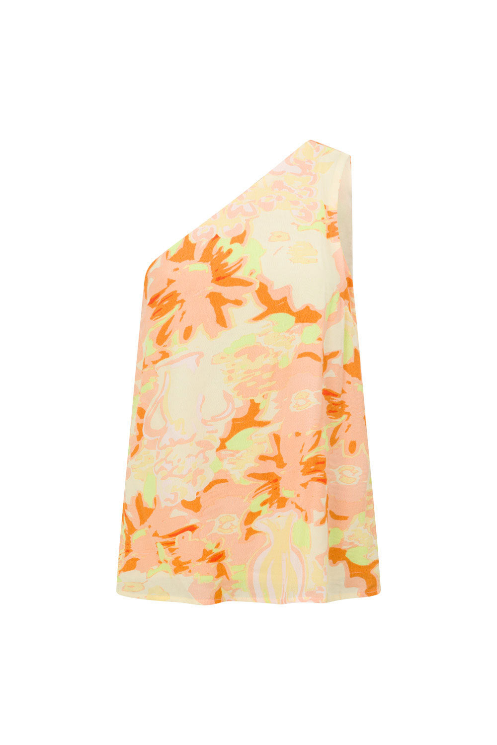 Women's Fashionable One - Shoulder Parlour Top with Motion Floral Print