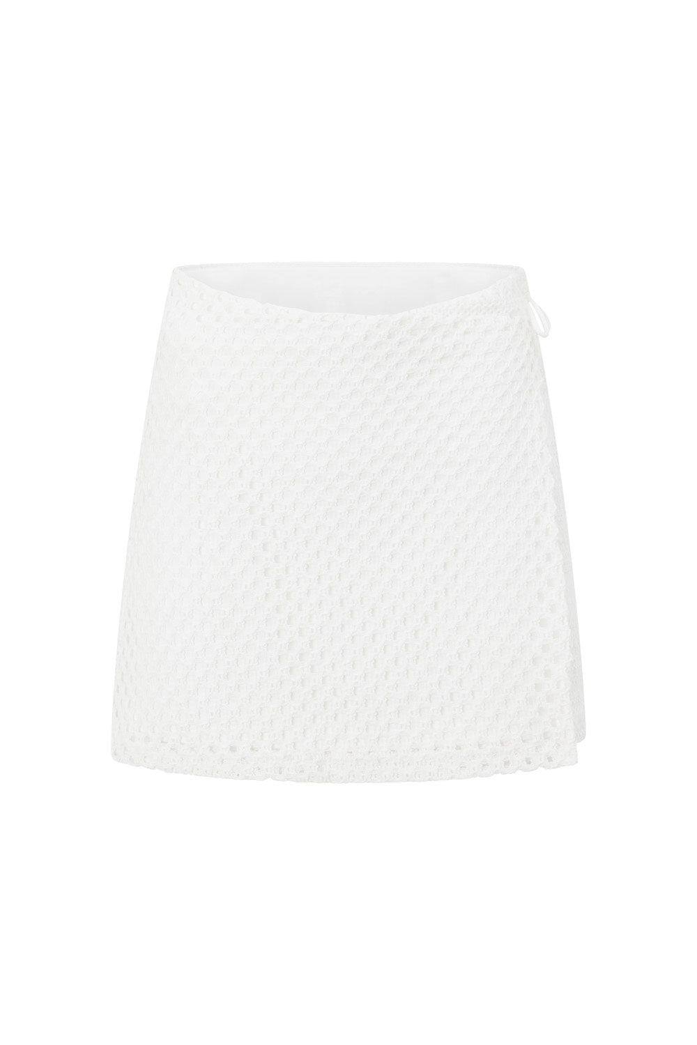 White Cotton Blend Knit High Waisted Wrap Lima Skirt for Vacation