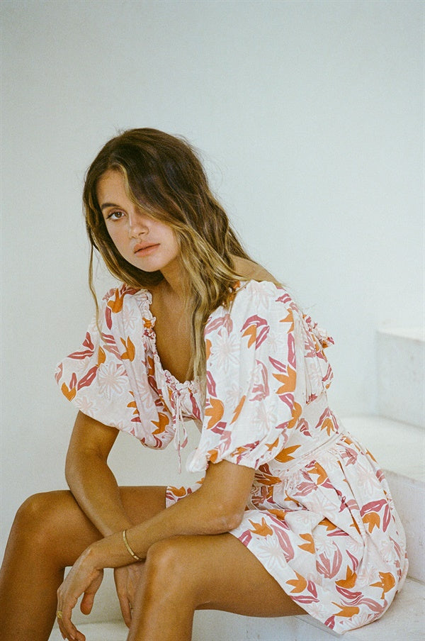 Women's Autumn-inspired Floral Cuba Corset Dress for a Flattering Look