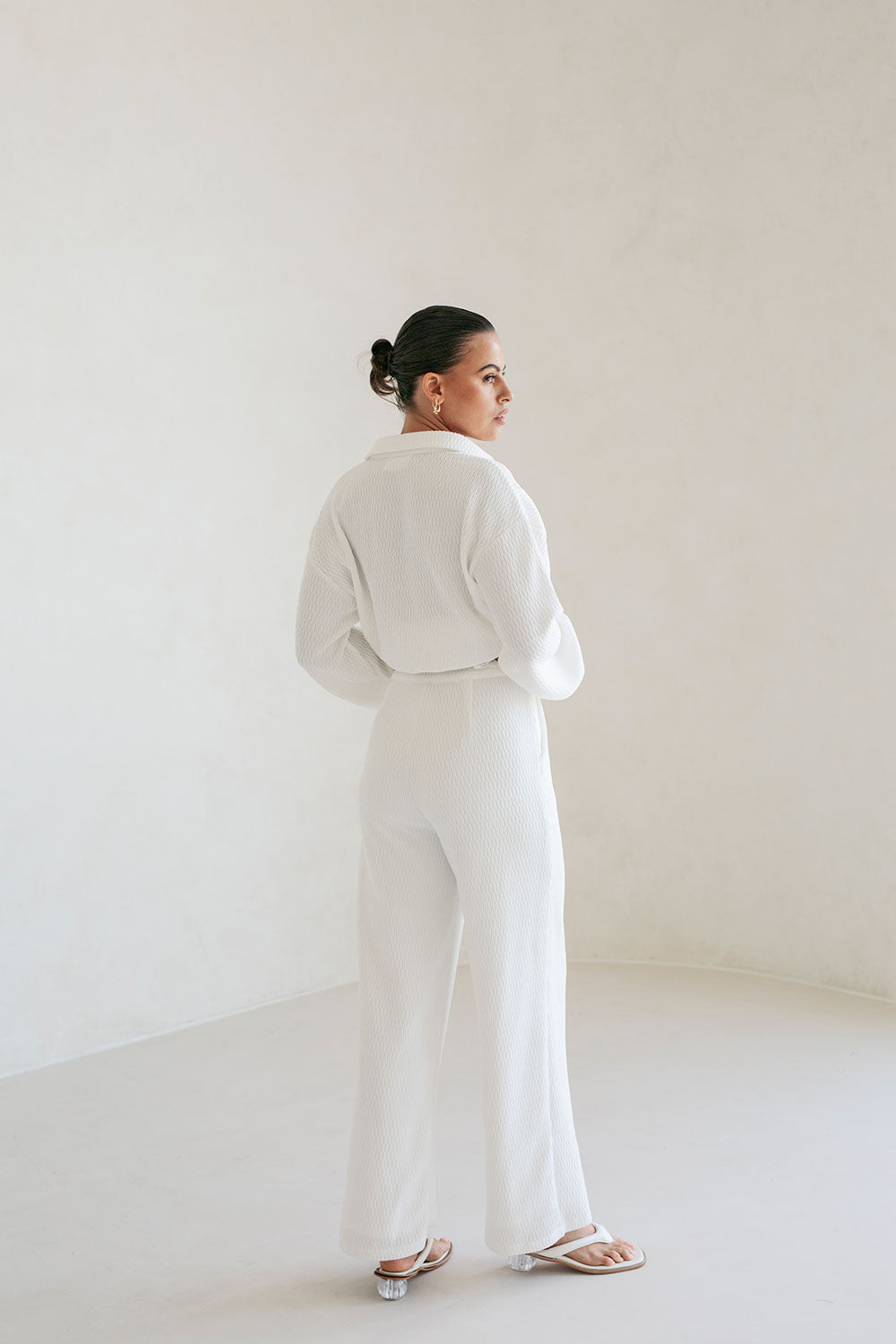 Stylish White Soft Woven High Waisted Tyra Pants for Fashionable Look