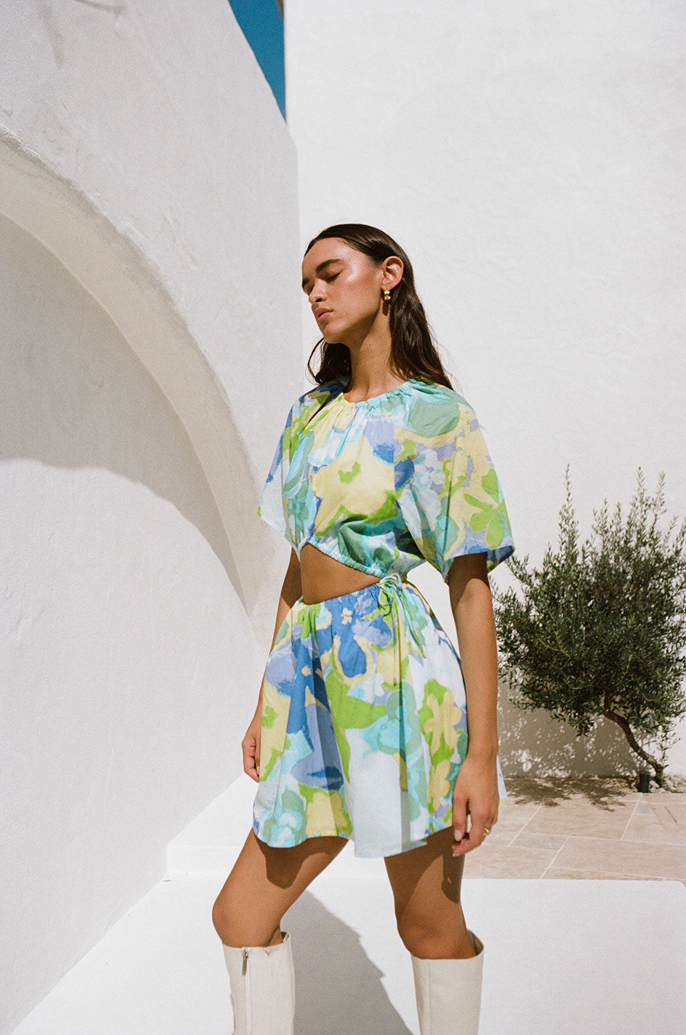 Exclusive Feliz Blue Printed Loralei Women's Cotton Voile Dress