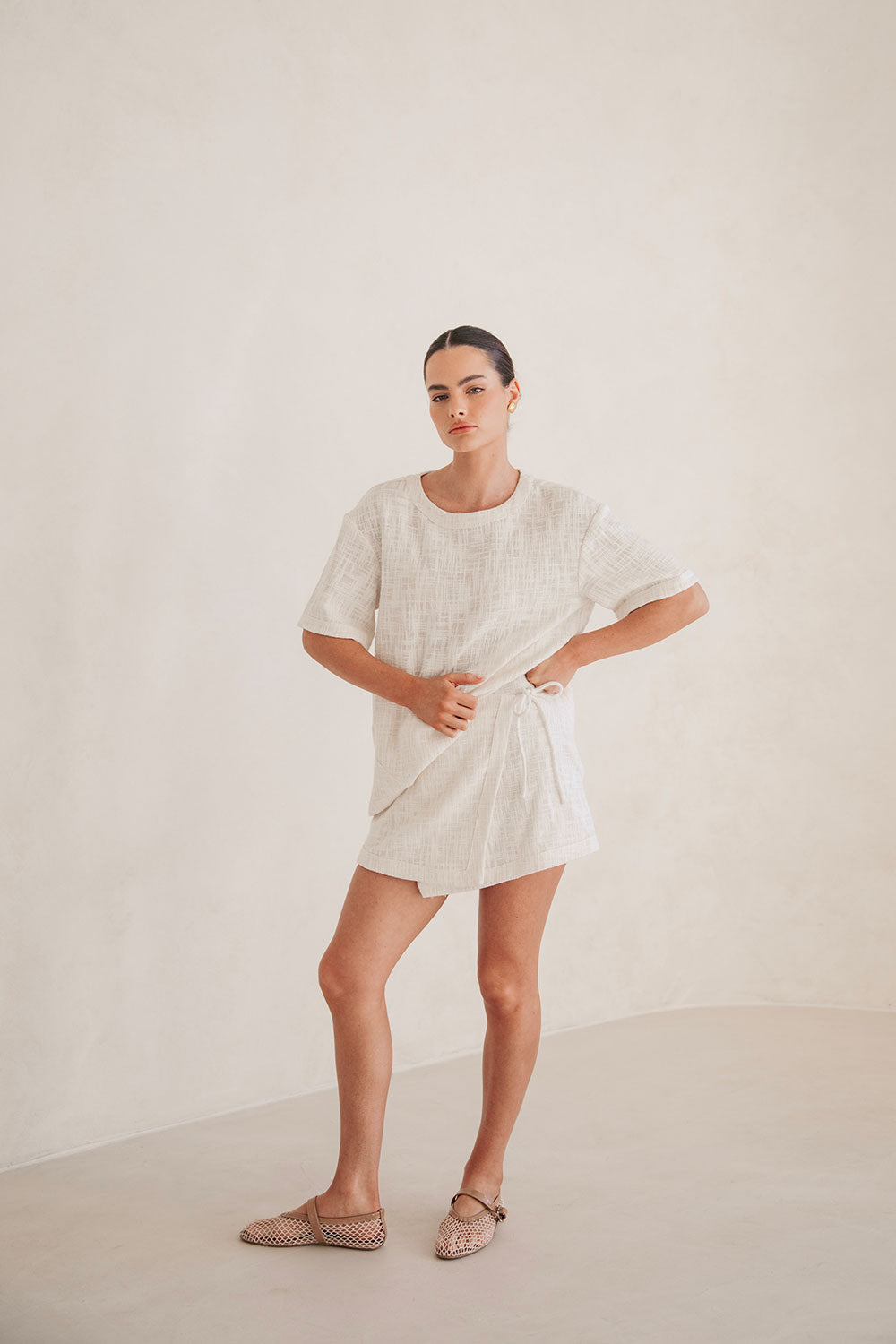 High - quality Natural Cotton Aelin Wrap Mini Skirt