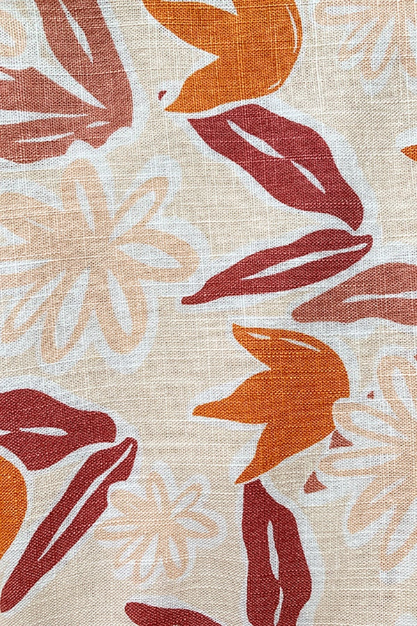 Elegant Dusty Leaf Floral Leta Viscose Linen Blend Top