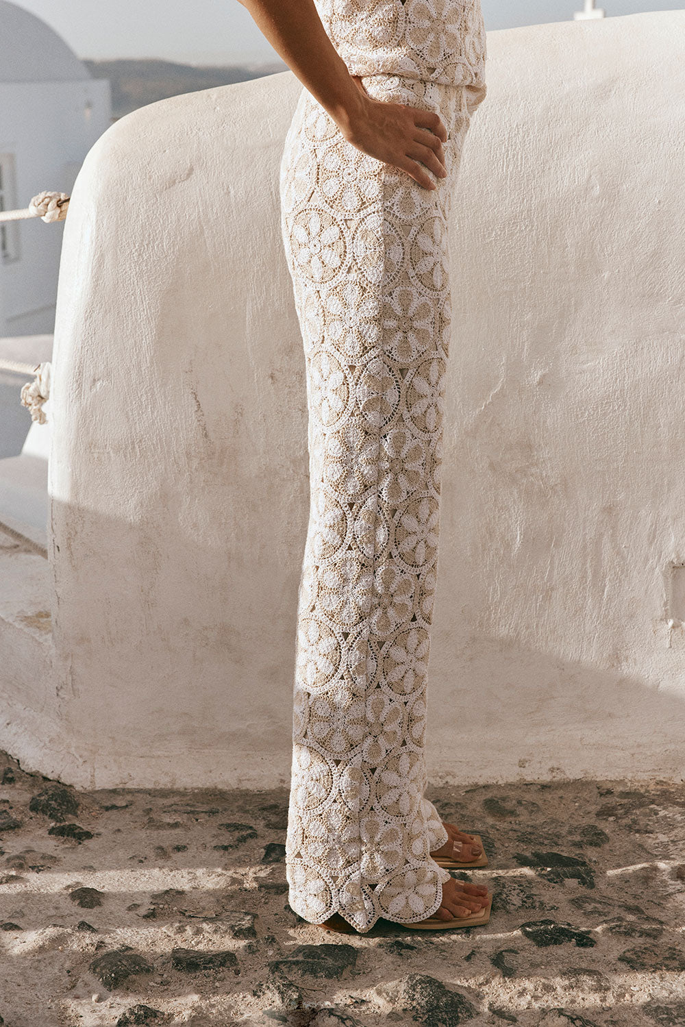 Ivory Kalila Cotton Crochet Women's Pants from Resort 2024 Collection