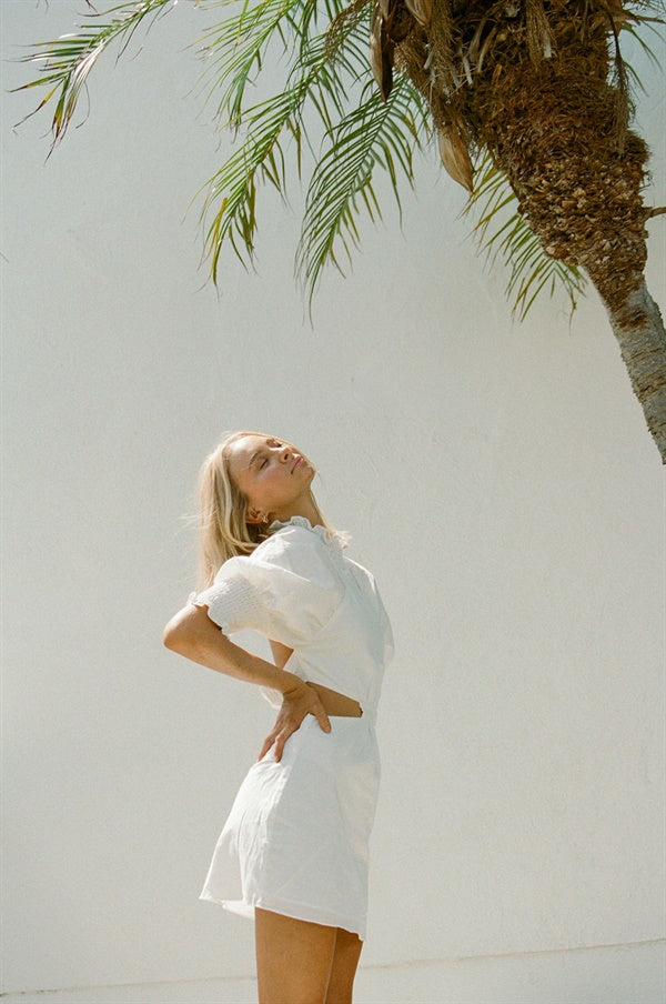 Exquisite Off-White Natural Linen Blend Peta Dress for Special Events