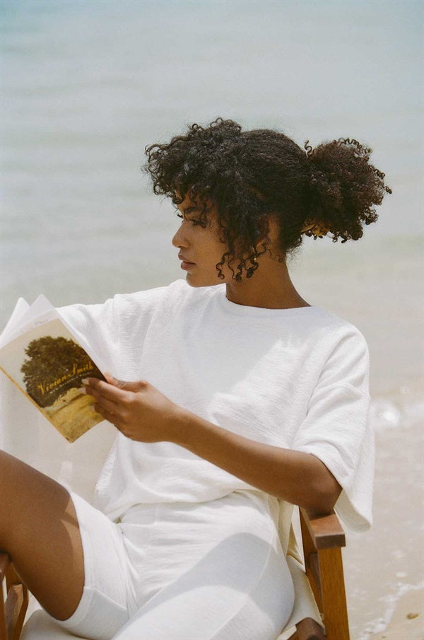 Soft Off - White Retro - Inspired Archer Tee with Half - Length Sleeves