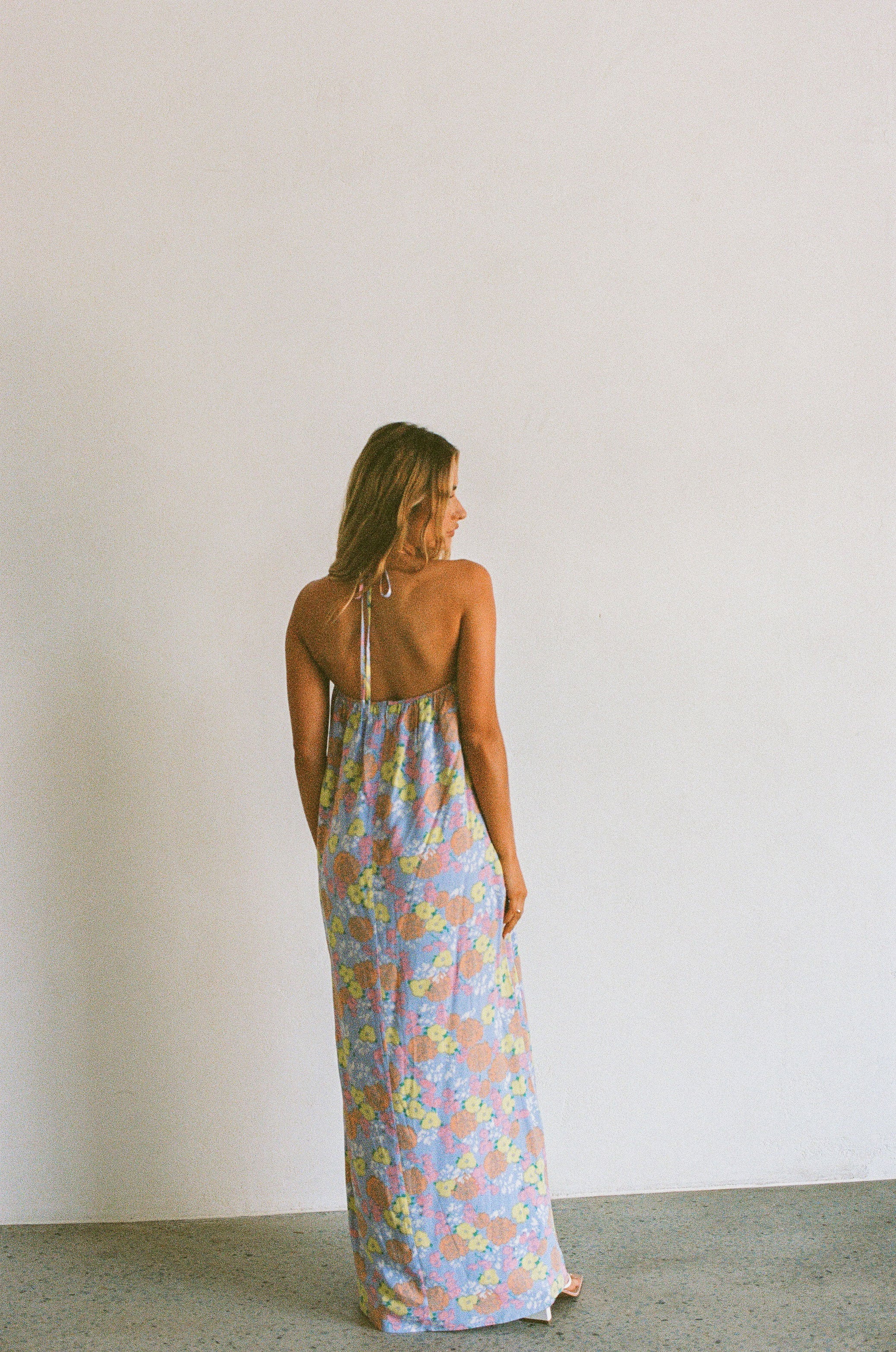 Exquisite Paragon Halter Neck Viscose Maxi Dress with Bryony Fiesta Print