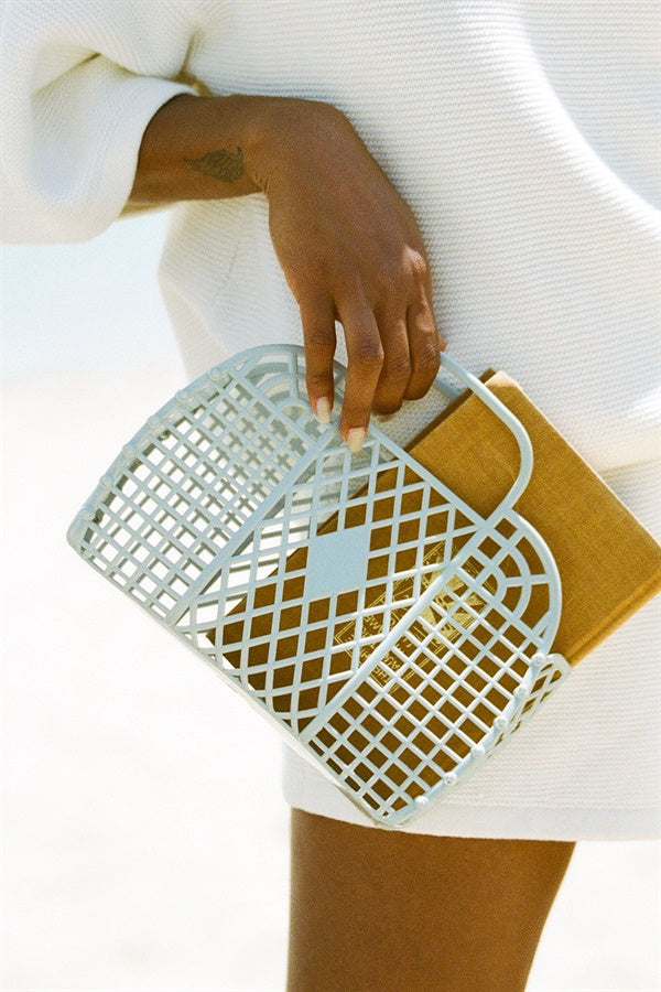 Stylish Artique Travel - Friendly Basket Bag with Lattice Design and Mini Handles