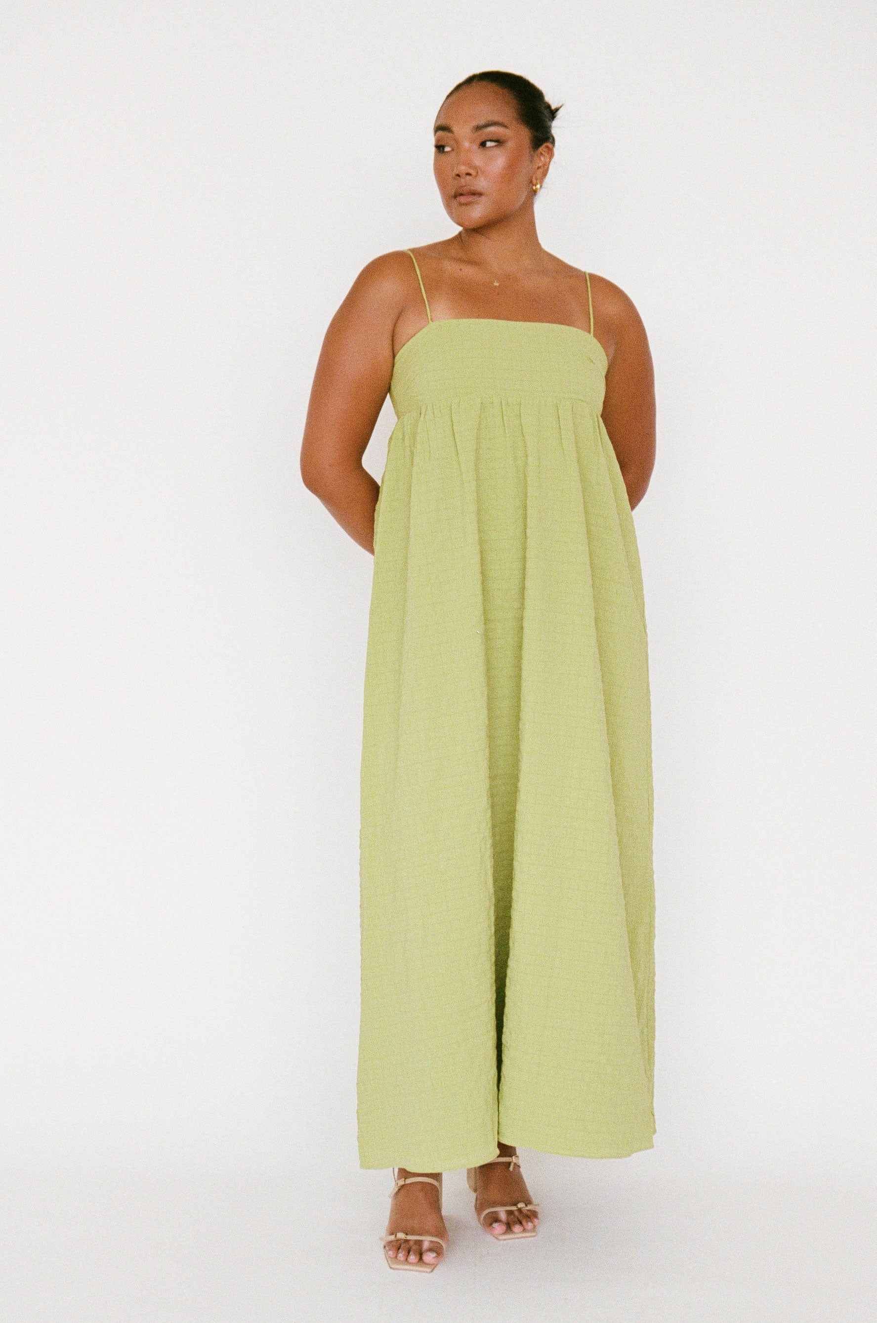 Exclusive Sabo Designed Green Azaria Women's Midi Dress