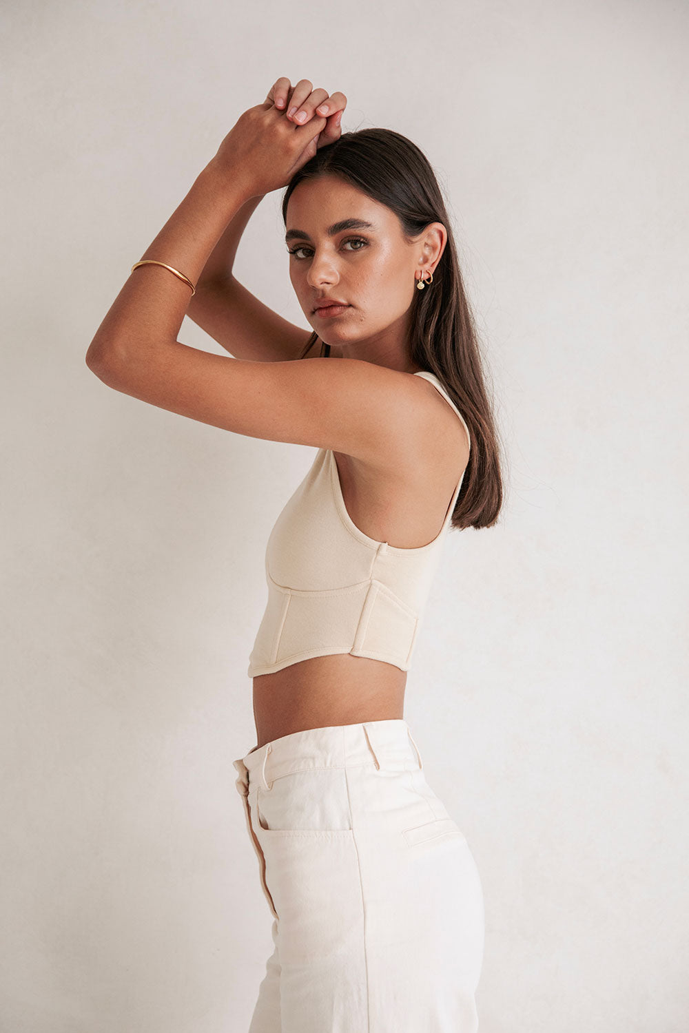 Adorable Beige Cotton Blend Alie Top for Stylish Outfits