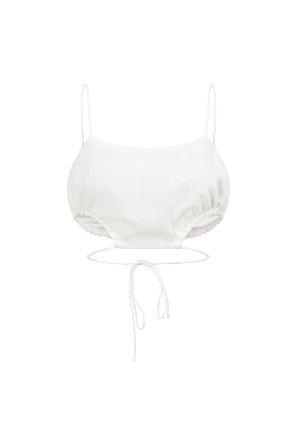 Sabo Exclusive White Linen Blend Cropped Tie Top - Zinnie Style