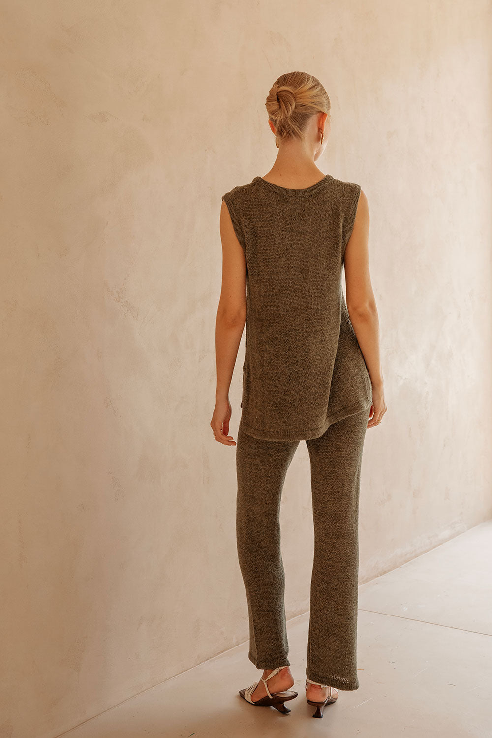 Olive Green Slinky Knit Louka Top - A Sabo Exclusive
