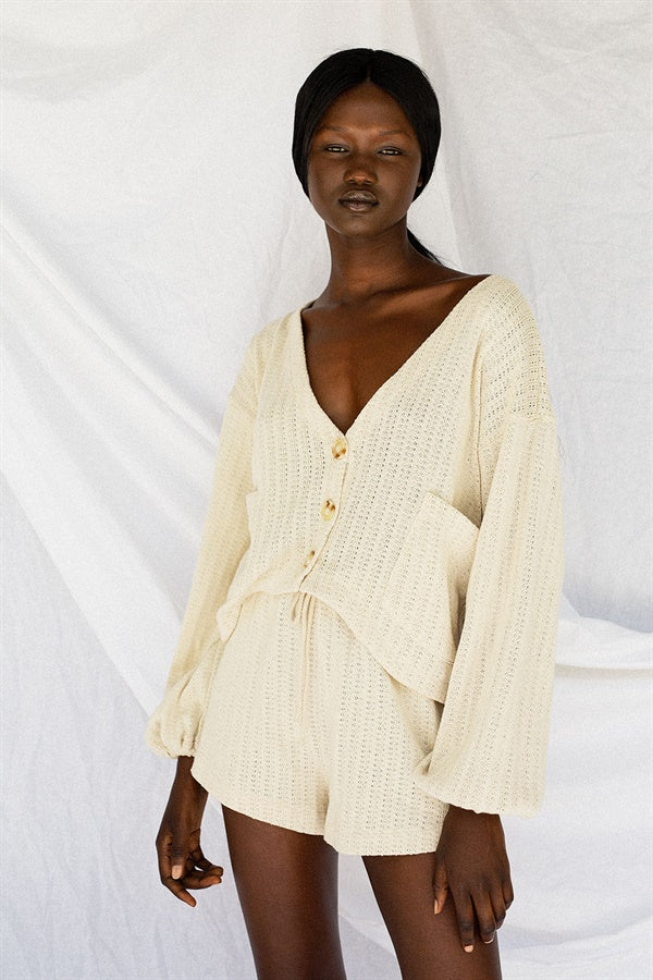 Comfortable Stone - Hued Woven Ellis Shorts with Elastic Waist