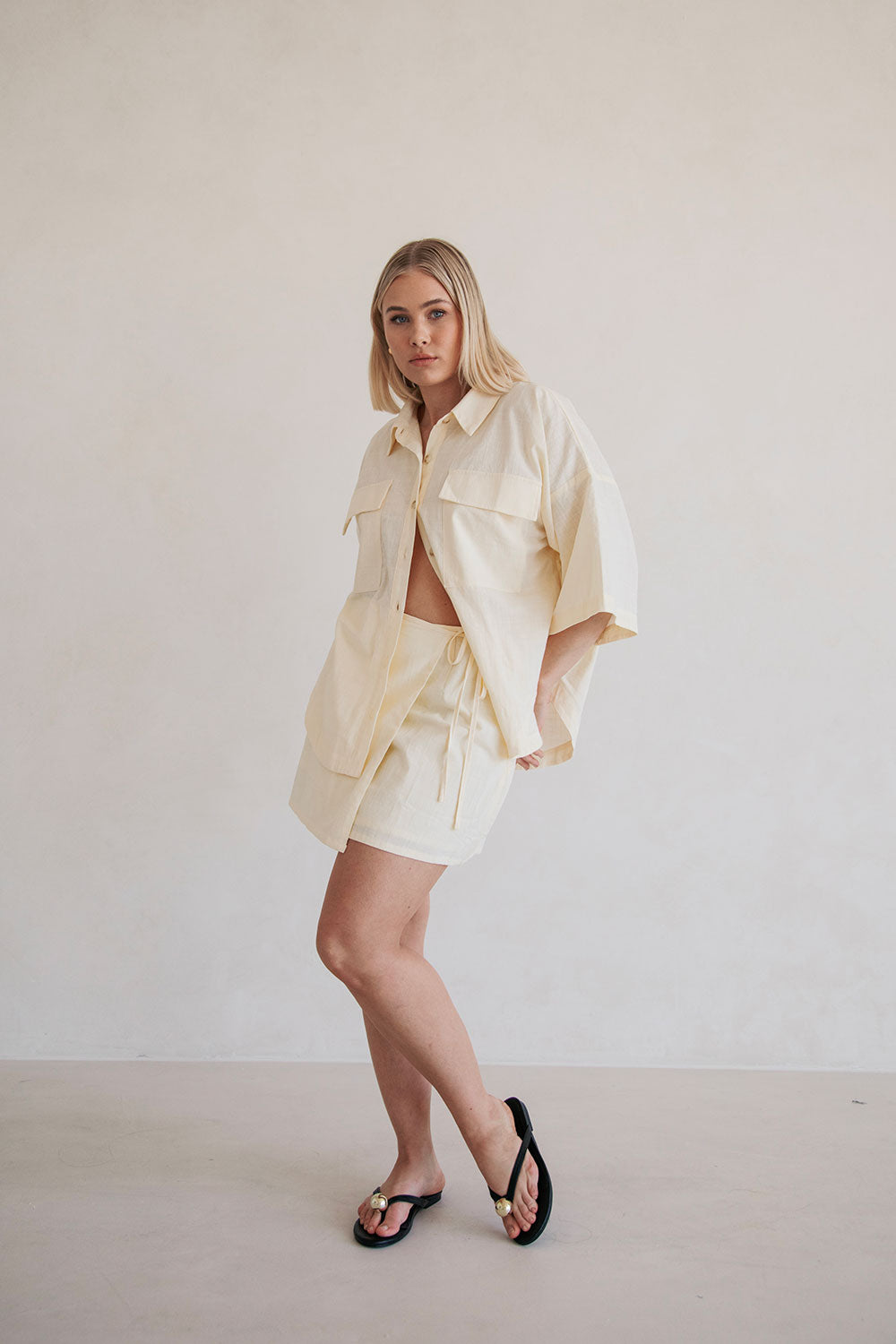Buttery Yellow Structured Natural Cotton Nari Wrap Skirt