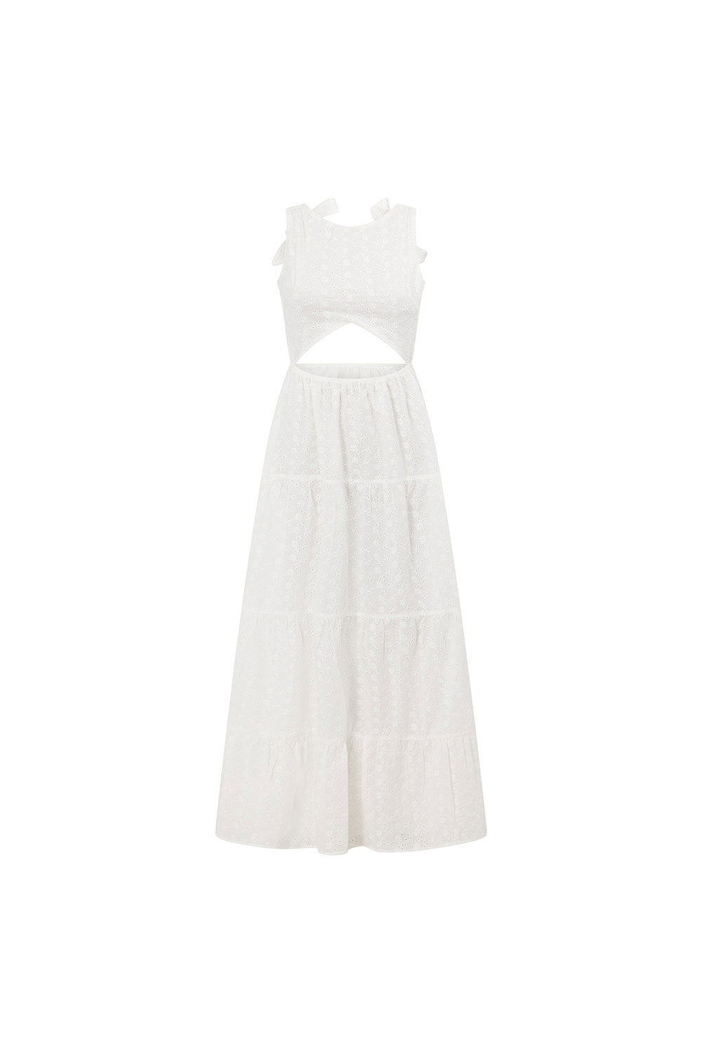 Exclusively Designed Ultra Feminine White Cotton Broiderie Klara Dress