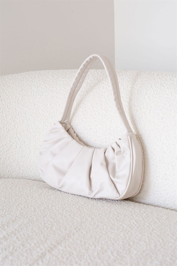Chalk-Colored Nahla Fashionable Ruched Handbag