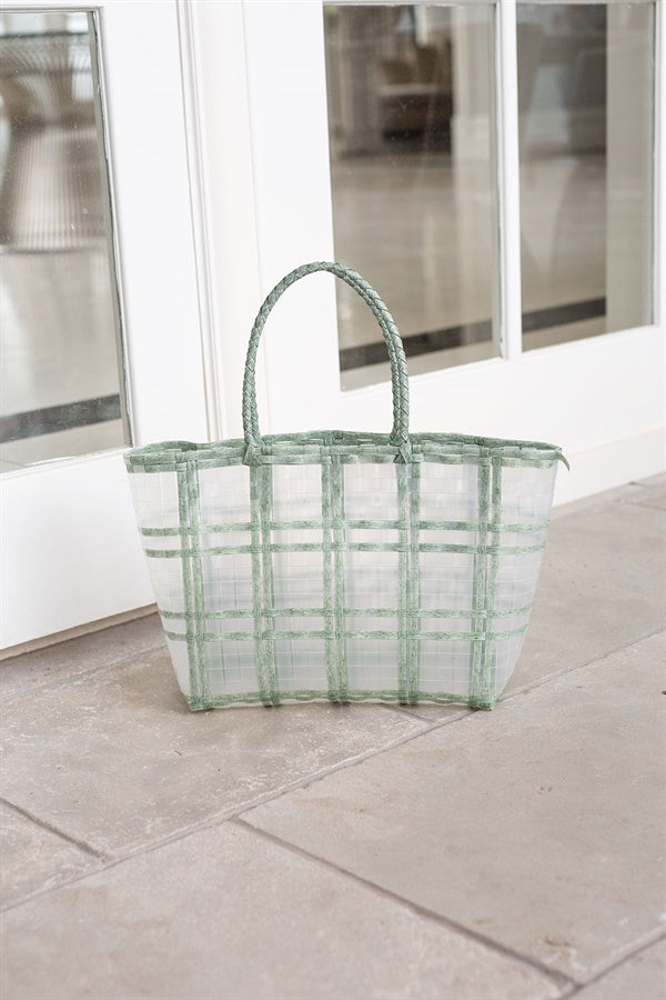 Stylish Sage Bonnie Transparent Weave Basket Market Bag