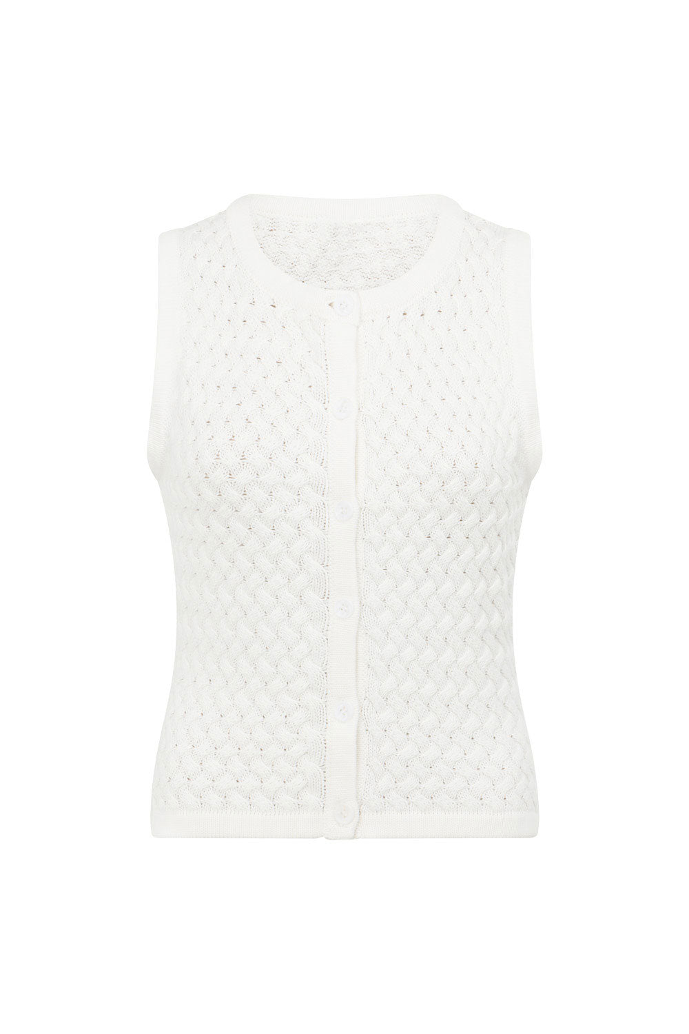 Vintage-Inspired Off-White Natural Cotton Fitted Avalon Top with Buttons
