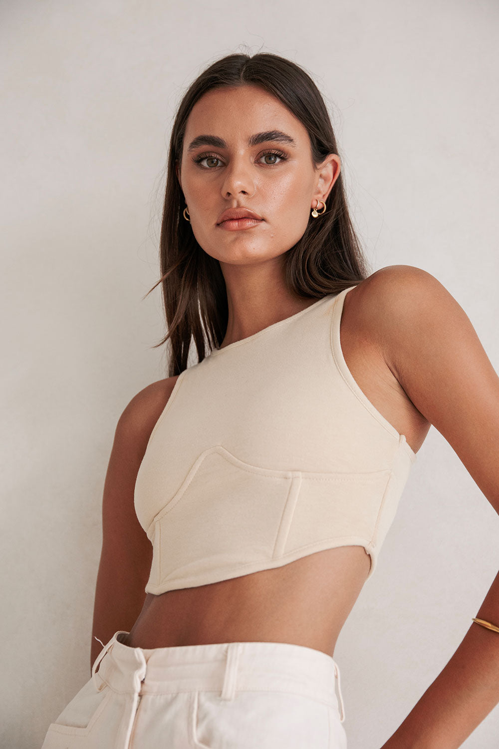 Adorable Beige Cotton Blend Alie Top for Stylish Outfits