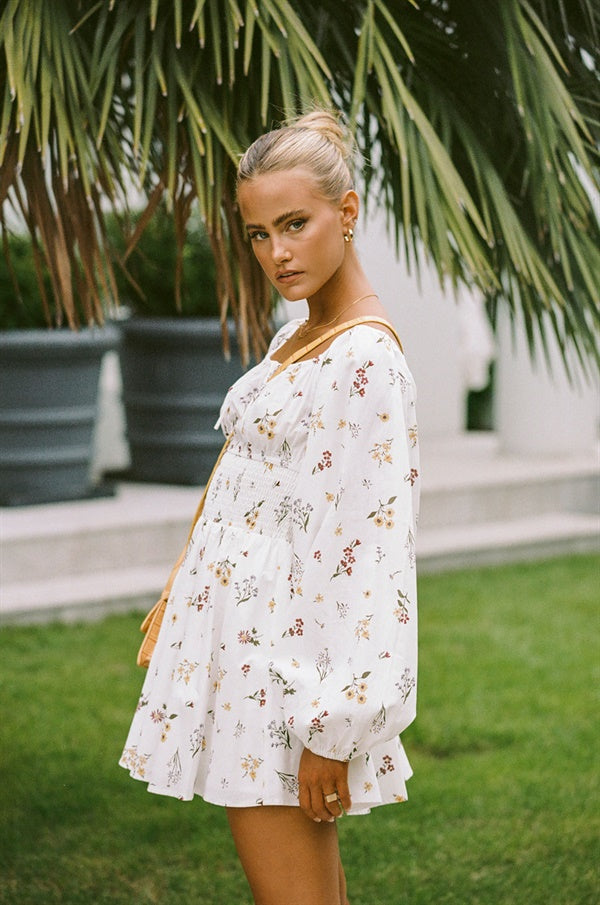 Exclusive Aerin Cotton Dress with Native Floral Print