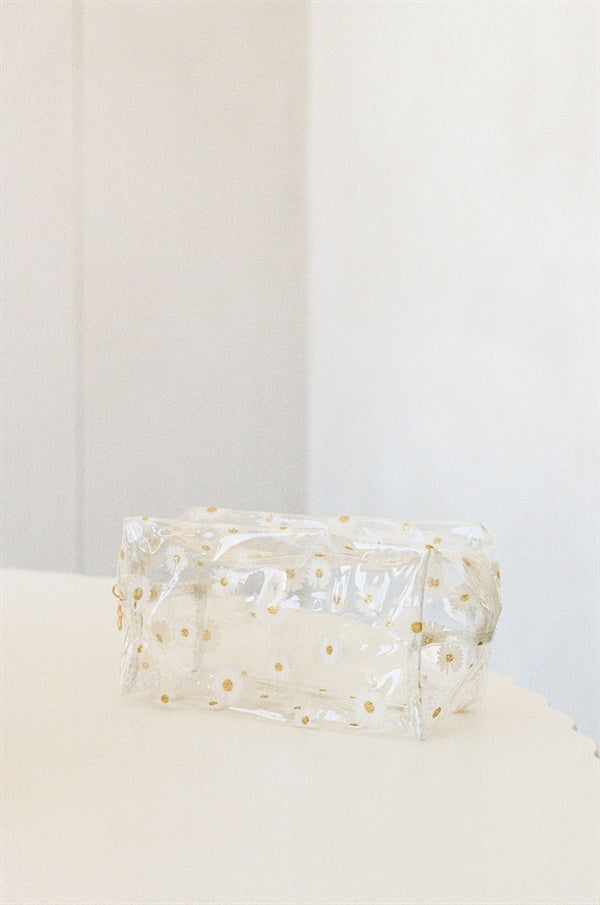 Adorable Daisy-Printed Transparent Cosmetics Storage Bag