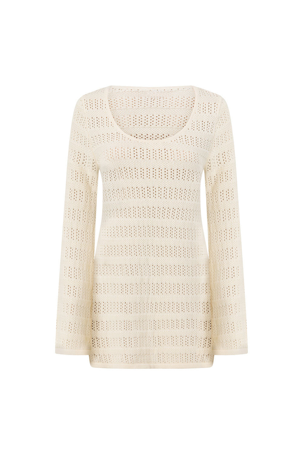 Exclusive Sabo Designed Beige High - Quality Crochet Knit Alaska Summer Dress