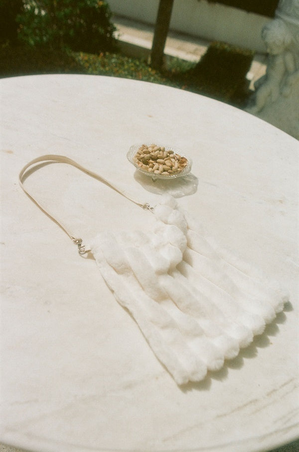 Marika Soft and Fluffy Plush Bag with Vegan Leather Strap