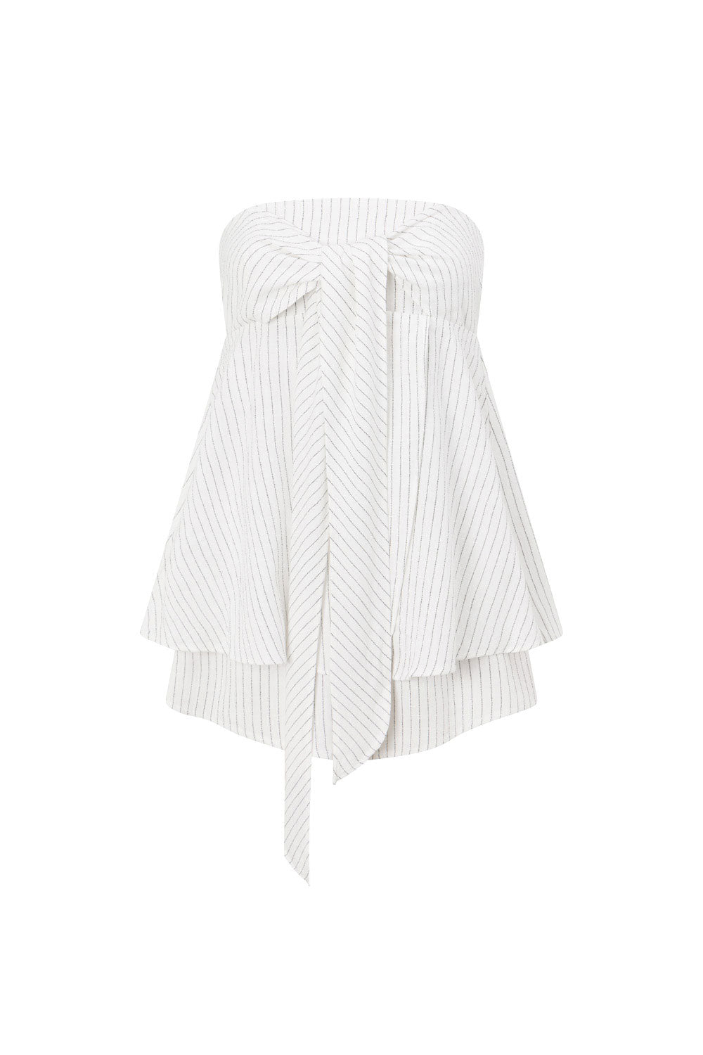 Stylish Black Pin - Striped Rayon Linen Blend Maeve Playsuit