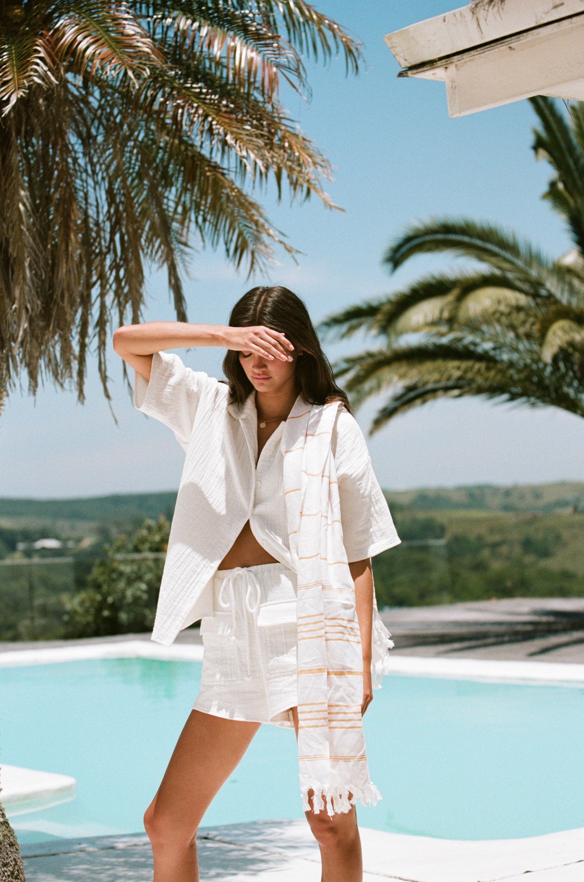 Exclusively Designed Sabo White Textured Natural Cotton Cressida Summer Top