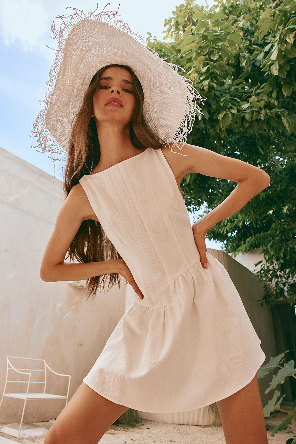 Exquisite White High - Quality Ramie Cotton Blend Dreya Dress for Any Occasion