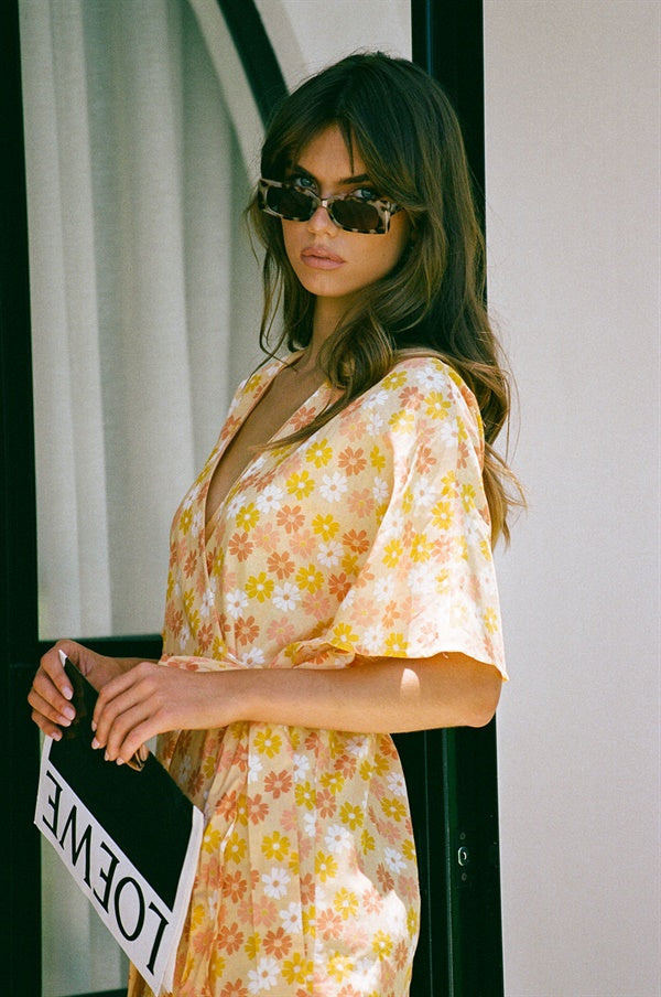Sabo's Exclusive Hand - Painted Floral Impala Scarlett Wrap Cotton Dress