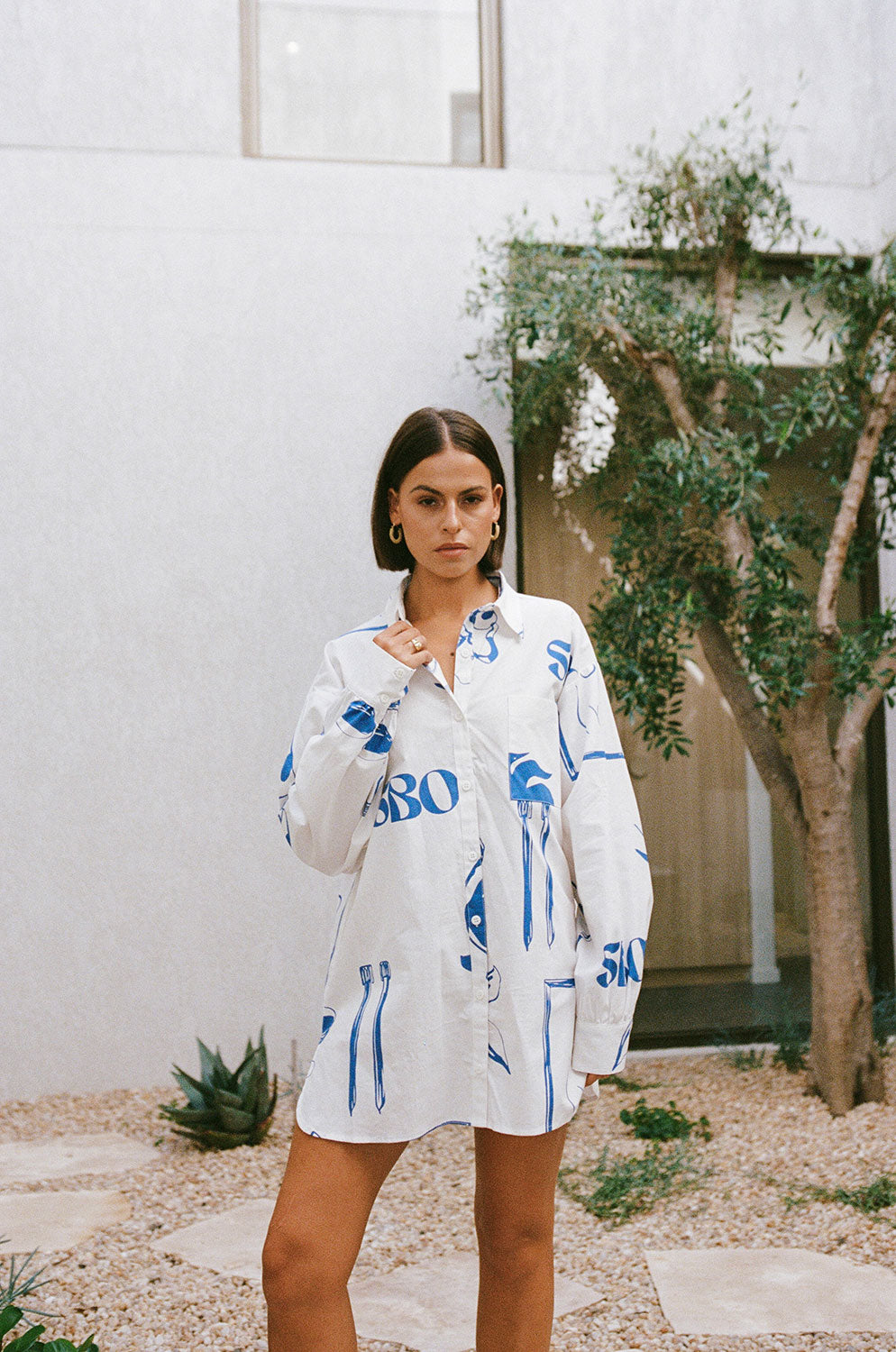 Exclusive Dainty Print Oversized Jay Cotton Shirt Dress