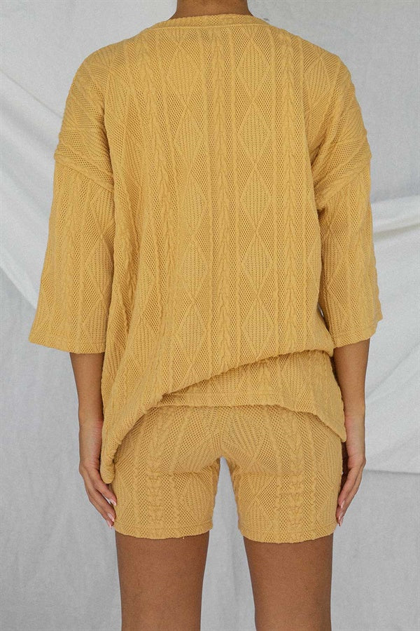Sample Archer Men's Tan Cable Knit T-Shirt