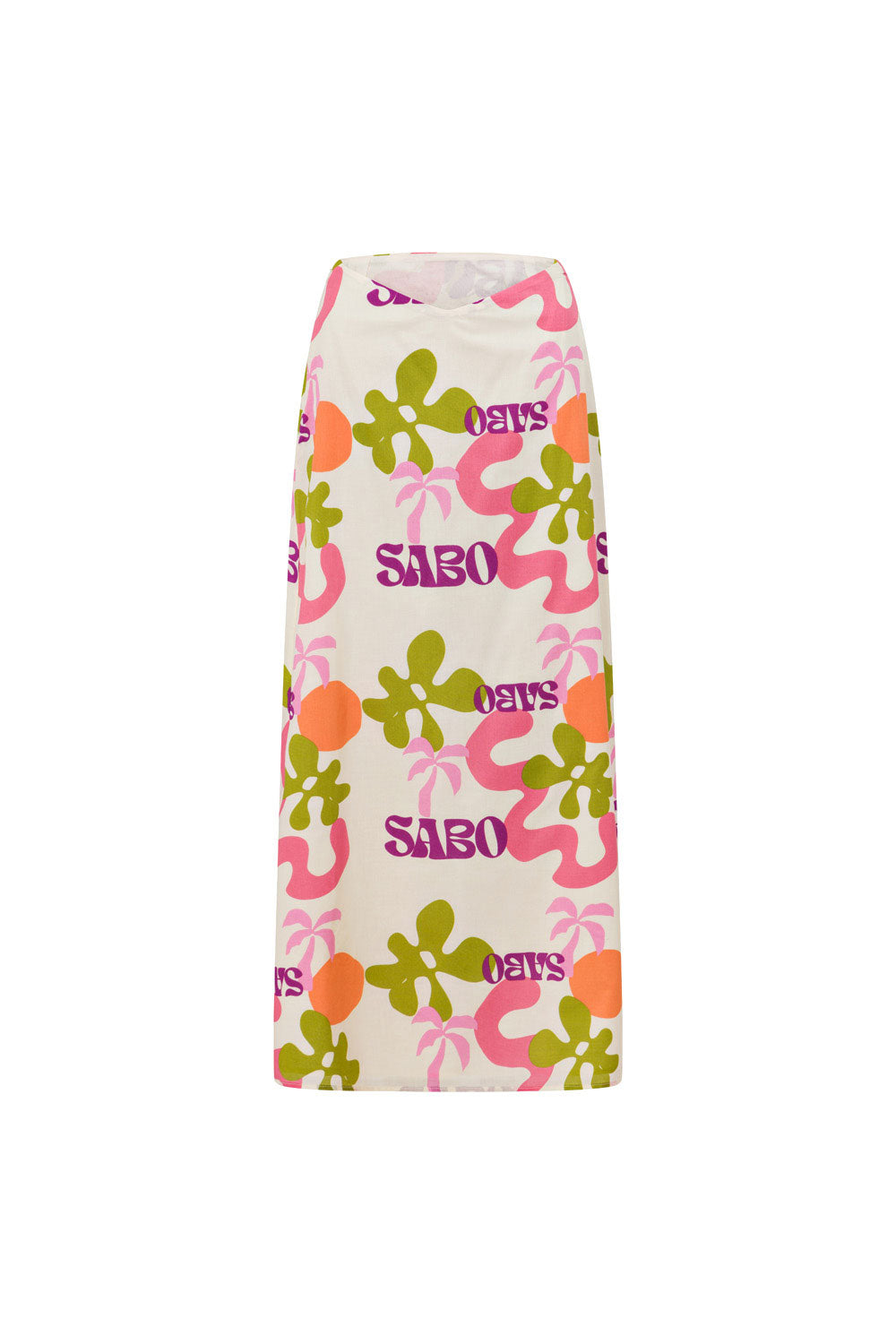 Aaliyah Tropical Print High - Waisted Midi Skirt for Vacation