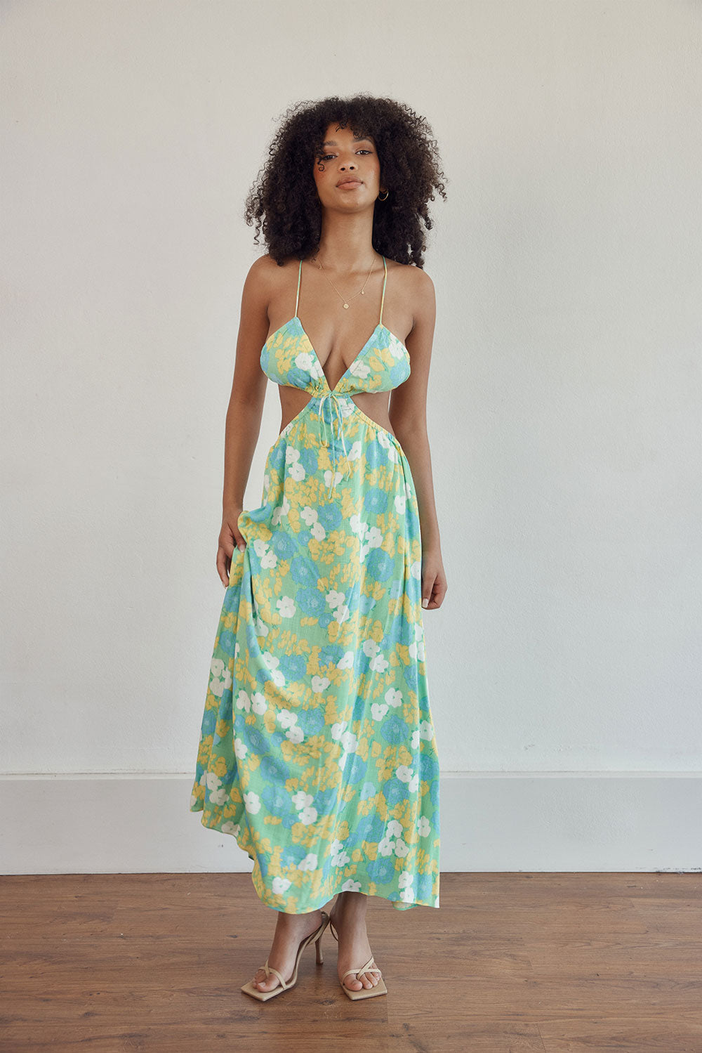 Women's Summer Tropical Print Backless Maxi Dress - Toulouse Bryony