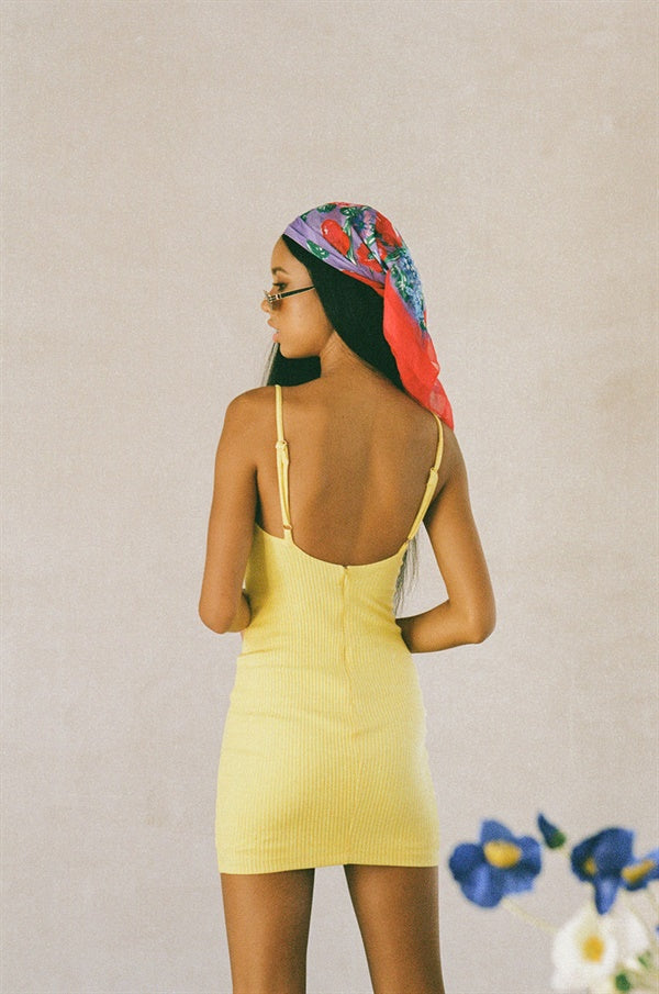 Alaiya Natural Ribbed Cotton Adjustable-Strap Low-Back Bodycon Cami Dress