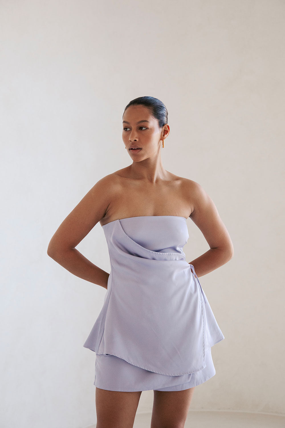 Gorgeous Lilac Strapless Kleo Top with Tie Detail