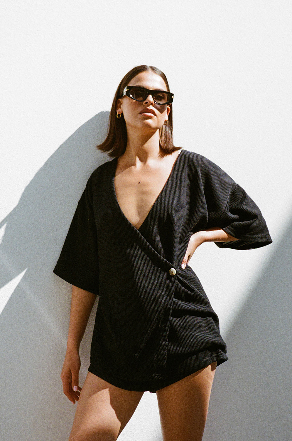 Black Lightweight Knitted High-Waisted Wyatt Shorts - A Chic Must-Have
