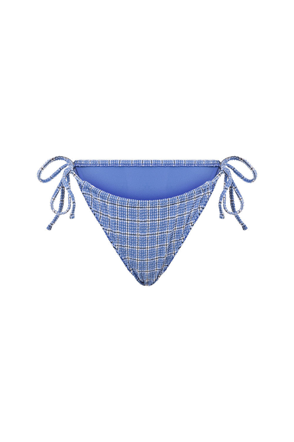 Stylish Birdie Tie Mid - rise Swim Bottom in Blue, White and Black