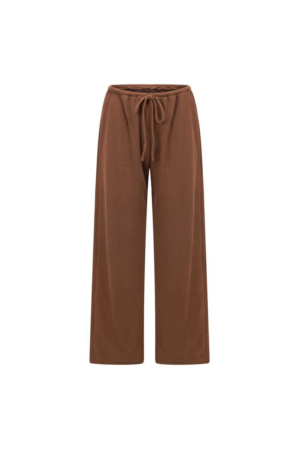 Sabo Exclusive Lenni Chocolate Colored Comfortable Ribbed Fabric High Waisted Pants