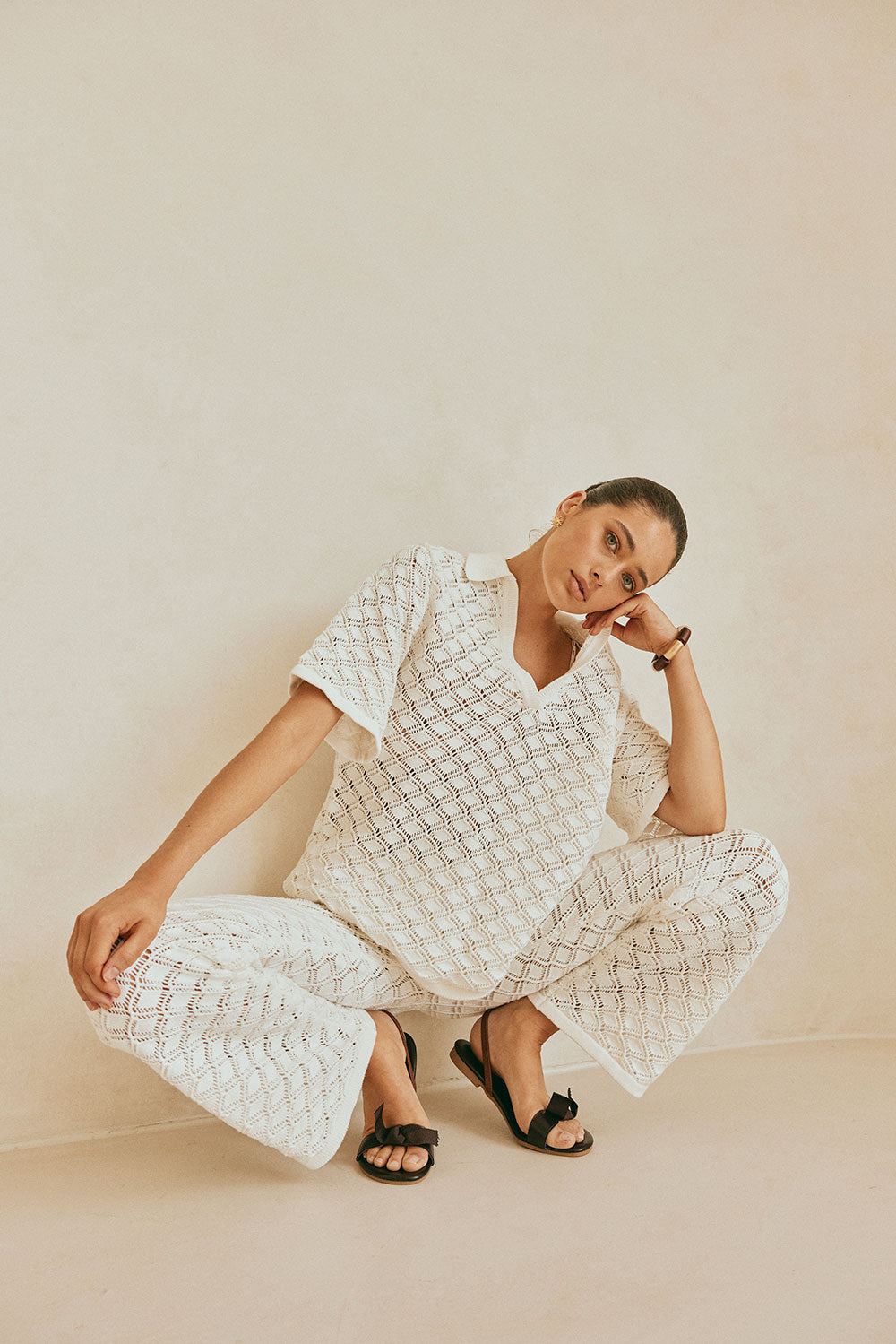 Stylish White Knit Aya Pants - Unique Sample Piece