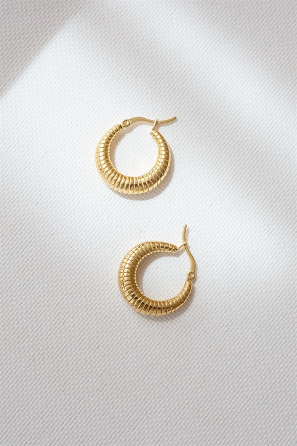 Stylish Gold - Toned Mini Hoop Reyna Earrings with Snake Detailing