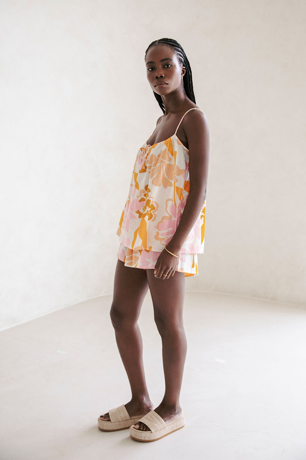 Sabo-Designed Jetta Cotton Shorts with Exclusive Hibiscus Print