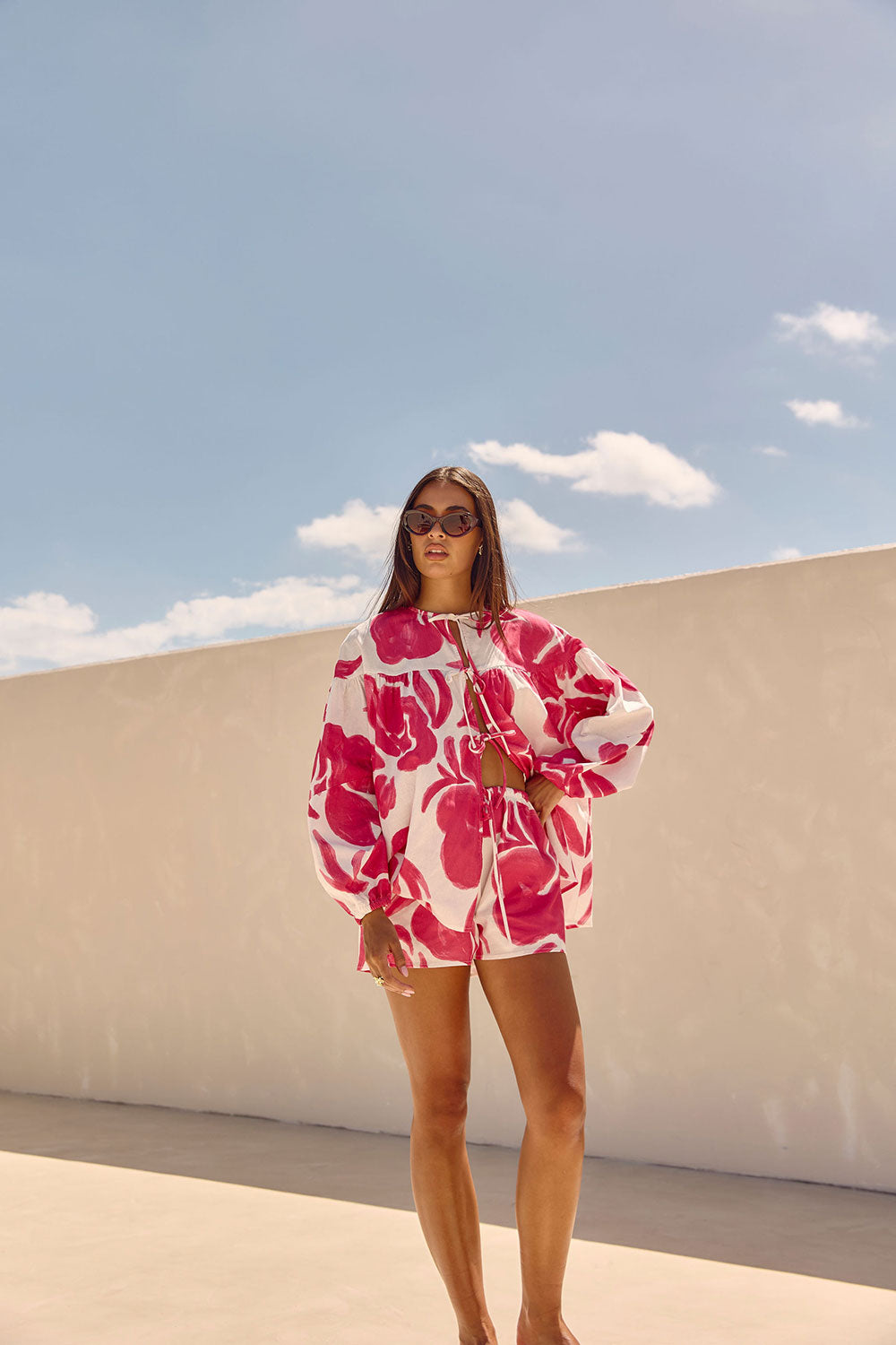 Ada Floral Printed Women's Boxy Mina Top for Vacation