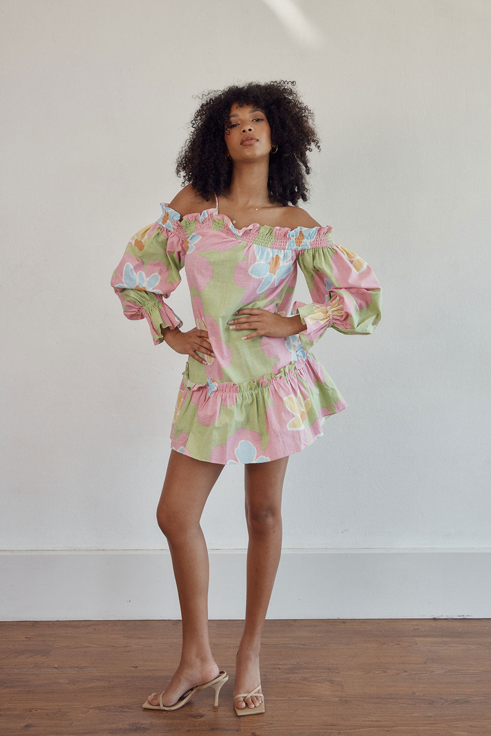 Holiday-Ready Blair Cotton Puff Dress with Exclusive Hana Green Print
