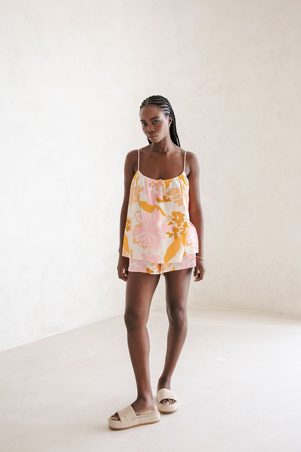 Sabo-Designed Jetta Cotton Shorts with Exclusive Hibiscus Print