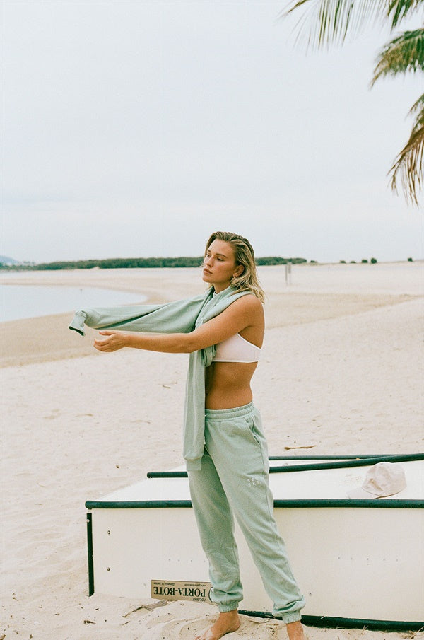 Super Cosy Green Unisex Arcadia Terryback Cotton Sweatpants