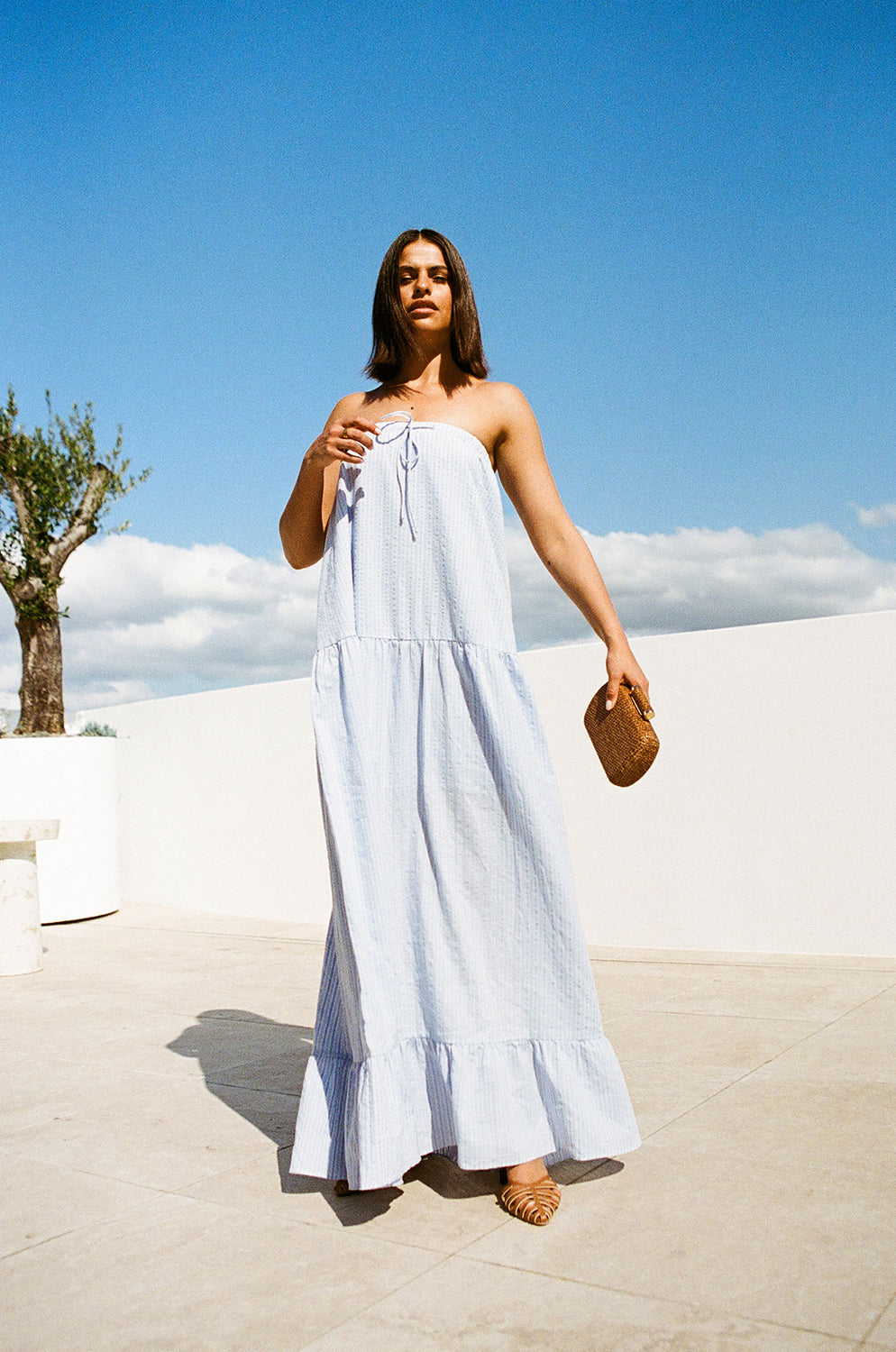 Sabo's Exclusive Lightweight Blue Bella Strapless Maxi Dress