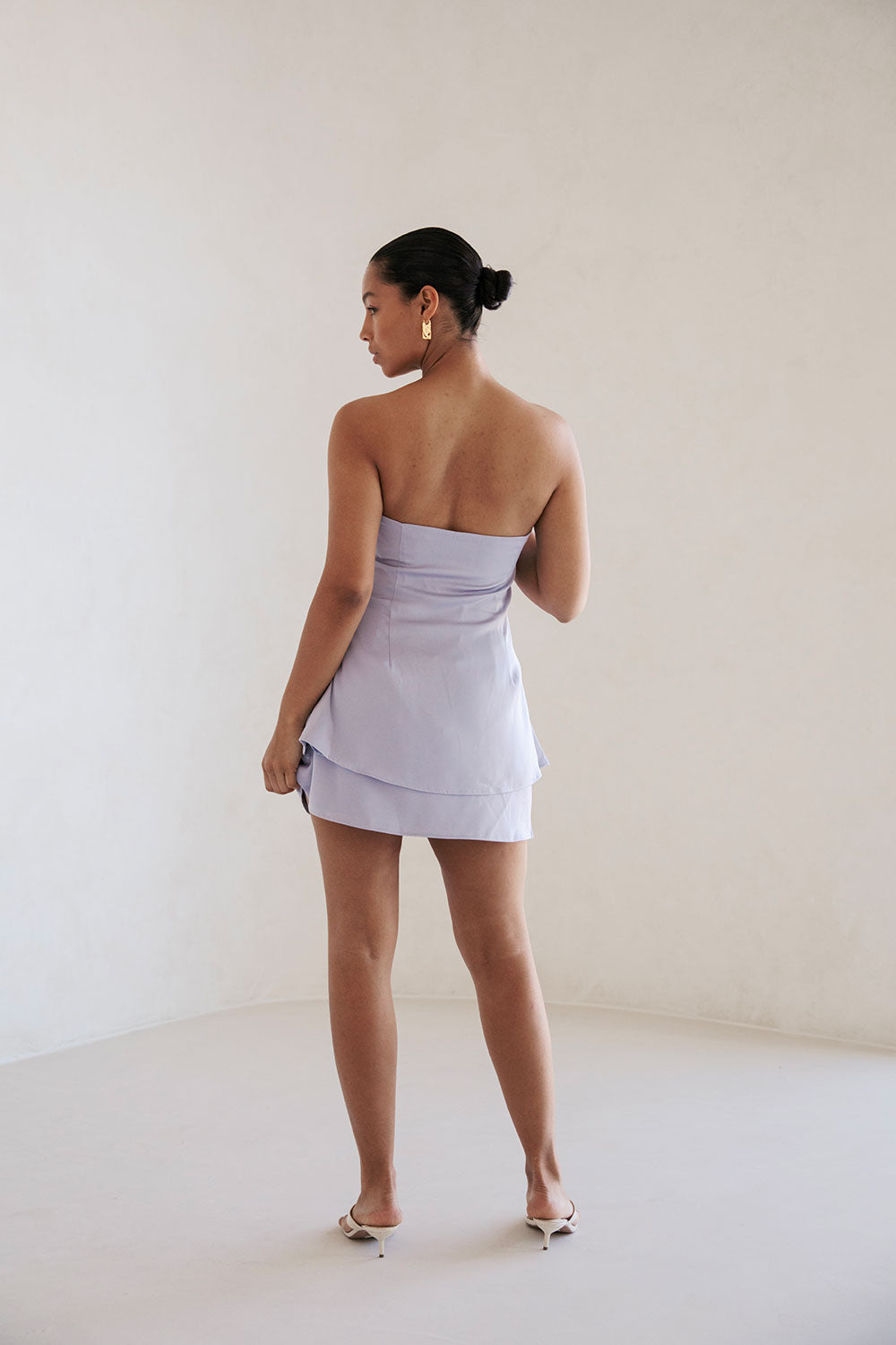 Sabo Exclusive Lilac Matte Silky High-Waisted Wrap Mini Skirt - Kleo